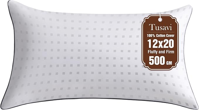 12"x20"Pillow Inserts Set of 1 with 100% Cotton Cover Decorative Square Throw 12x20 Pillows for Couch, Sofa and Bed - White (1, 12x20)