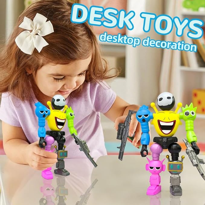 7 Inch Spunky Action Figure - Sprunky Toys Poseable & Detachable Joints Robot, Vibrant Surrealist Collectible for Sprunky Birthday Decorations, Desk Toys & Spunky Gifts (Color-B)