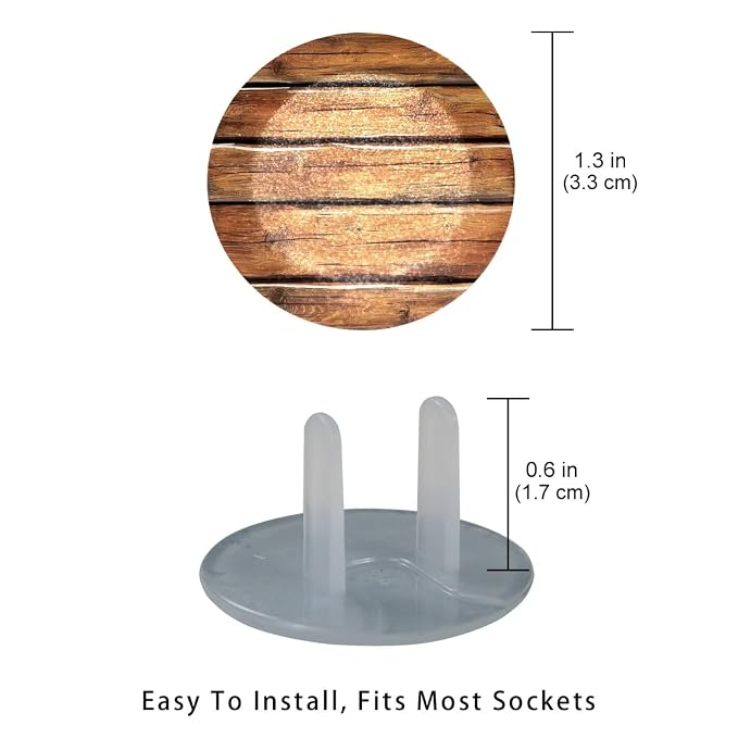 Brown Wooden Outlet Plug Covers Child Proof Electrical Outlets Protector - Wall Socket Protector for Baby Kids- Electrical Insulation