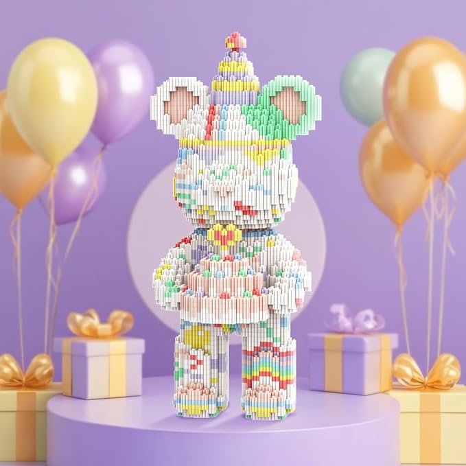 DAHONPA Animal Birthday Bear Micro Building Blocks Set (3680 Pieces) Gift for Adults and Kids