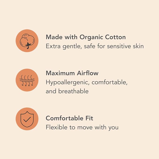 Rael Reusable Panty Liners Menstrual, Organic Cotton Cover (5 Count, White) | Cloth Pantyliner for Women, Washable, Soft and Thin, Leak-Resistant Design, Washing Machine Safe, Period Essential