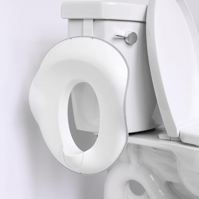 Ubbi Adjustable Toilet Trainer for Toddlers in Potty Training with Built-in Handles and Bonus Potty Hook for Easy Storage, Gray (Pack of 2)
