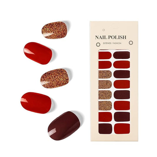 Nail Stickers 20 Pieces Full Wraps Nail Polish Strips, Self-Adhesive Gel Nail Art Decals for Women Girls