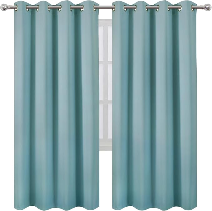 LEMOMO Stone Blue Thermal Blackout Curtains/52 x 72 Inch/Set of 2 Panels Room Darkening Curtains for Bedroom