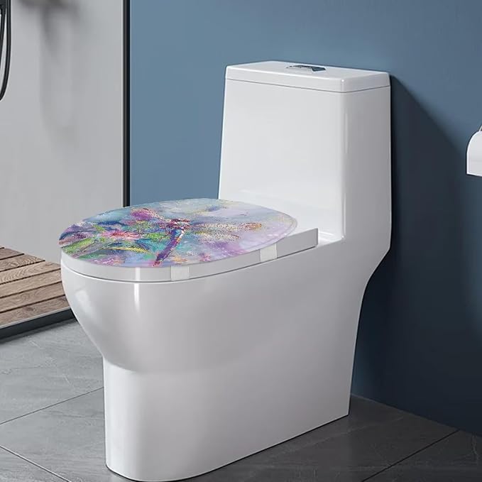 Dragonfly Toilet Seat Covers for Bathroom Polyester Fabric Soft and Breathable Toilet Lid Cover Polyester Fabric Universal for Most Toilet Bowl Lids