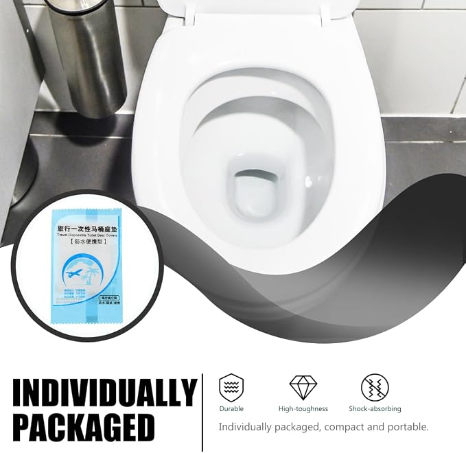 KICHOUSE Disposable Toilet Seat Covers 200 Pcs Portable Toilet Seat Cushion Pads Individually Packaged Travel Camping Public Restrooms Water Barrier Tear Resistant
