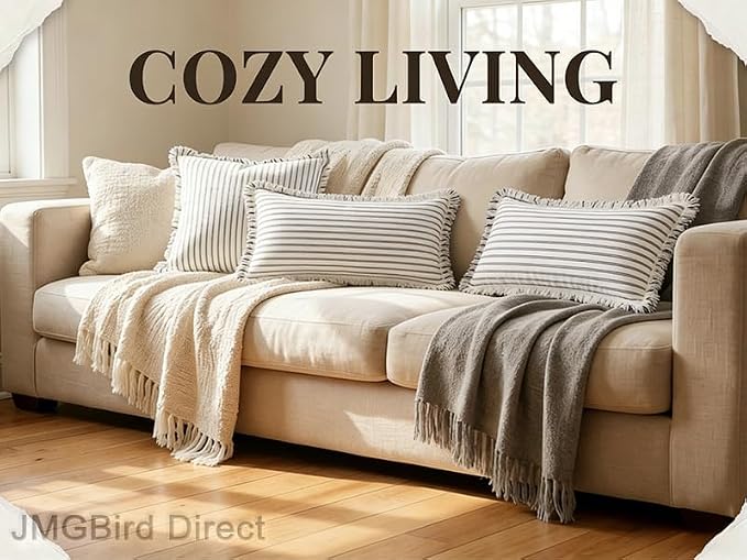 JMGBird Rectangle Throw Pillows for Couch Pillows with Inserts Included | 12x20 Decorative Pillows Throw pillow inserts Lumbar Pillows for Indoor Home Fall Decor