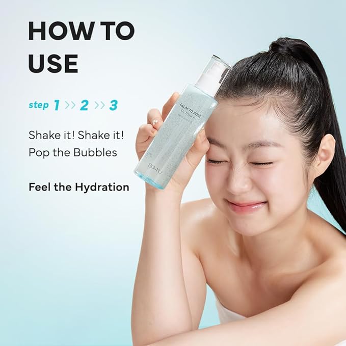 SAM'U Galacto Pore O2 Toner, Hydrating & Pore-Refining, Oxygen Bubble Galactomyces Toner, Exfoliating for Sebum Control & Suitable for All Skin Types, Korean Toners, 6.08 Fl. Oz