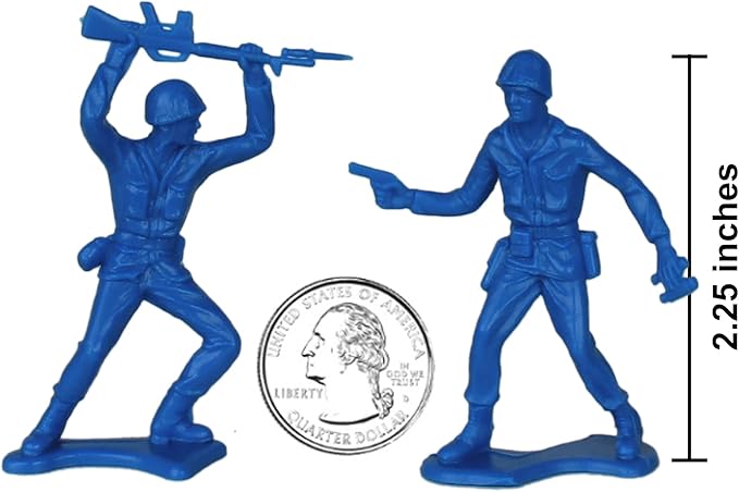 TimMee Plastic Army Men - Blue 48pc Toy Soldier Figures - Made in USA