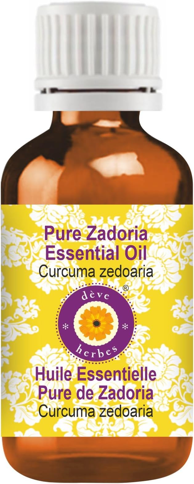 Deve Herbes Pure Zadoria Essential Oil (Curcuma zedoaria) Steam Distilled 15ml (0.50 oz)