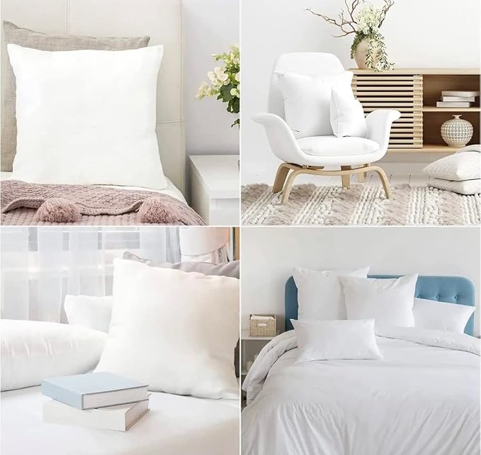 QUBA LINEN 12 x 20 Throw Pillow Insert - Pack of 4 White, Down Alternative Pillow Inserts for Decorative Pillow Covers, Throw Pillows for Bed, Couch Pillows for Living Room (12" x 20" (Pack of 4))