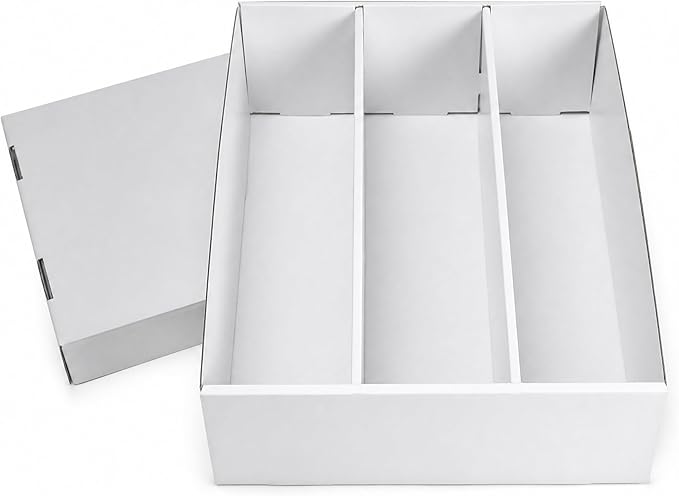 RLAVBL 1 Pack Trading Card Storage Box, 2400 Count Cardboard Card Boxes with Dividers for Sports, MTG, TCG, Toploader, 3 Row