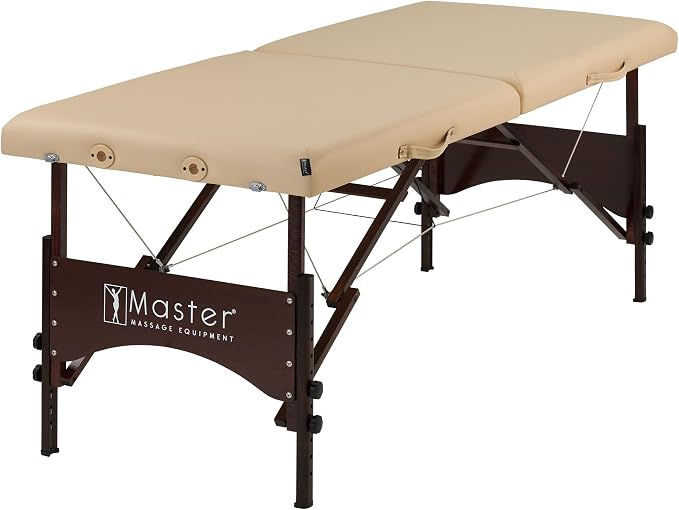 Master Massage 28" Argo Portable Massage Table with Extra Music Master Crescent Round High Fidelity Sound Face Cradle Cushion - Cream