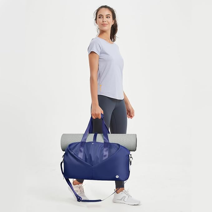 Ceneda 20" Gym Bag for Women with Wet Pocket & Shoe Compartment, Lightweight Duffel Waterproof Carry On Duffle for Travel, Yoga, Overnight (Navy Blue)