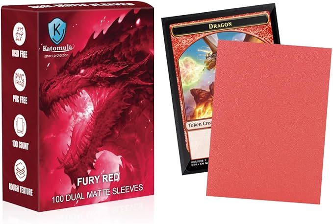 Fury Red Dual Matte Card Sleeves, Katomula Card Sleeves for MTG, Standard Card Sleeve for MTG, PKM, Flesh & Blood