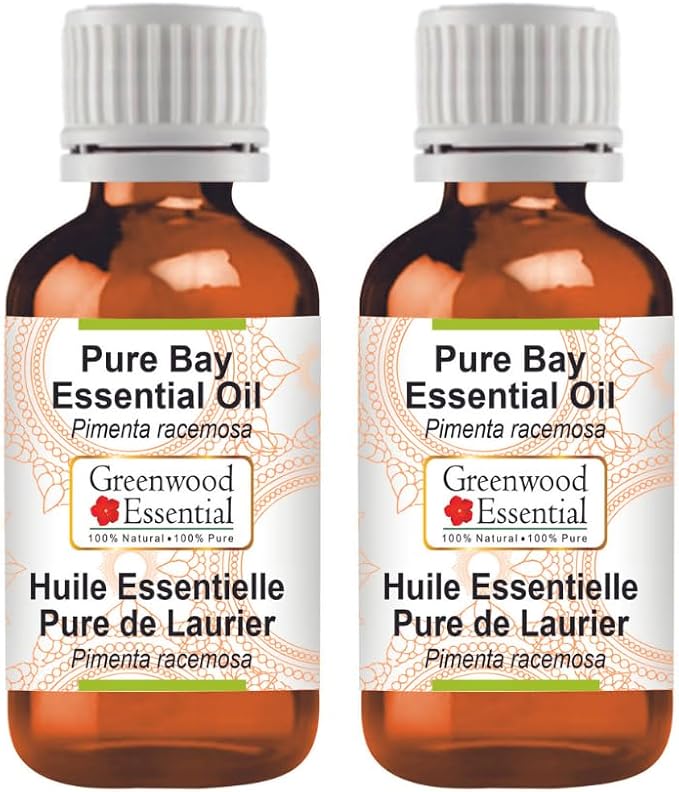 Greenwood Essential Pure Bay Essential Oil (Pimenta racemosa) Steam Distilled (Pack of Two) 100ml X 2 (6.76 oz)