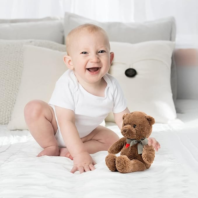 11.4” Small Teddy Bear with Heart Cute Brown Teddy Bear Stuffed Animals Soft Stuffed Bear Plush Bear Plushie Toys Gifts for Girlfriend Boyfriend Kid