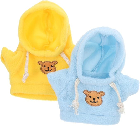 2pcs Small Plush Bear Costume Stuffed Animal Outfit Doll Hooded Sweater Clothes Tee Hoodie Cute Tiny Clothes DIY Toy for 20cm Bears