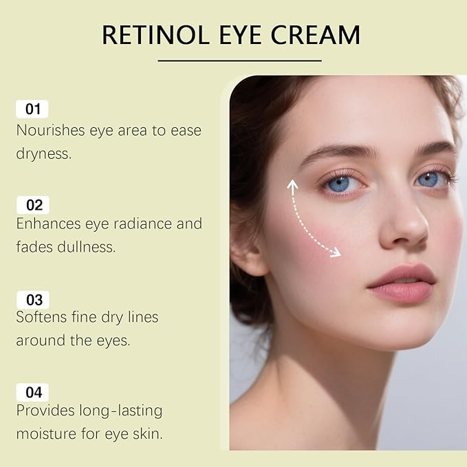 2 PCS Retinol Shot Tightening Booster with Massage Roller- Retinol Eye Cream with 1% Panthenol for Anti-Aging, Wrinkles & Fine Lines, Pore Minimizer, Firm Skin - For All Skin Type - 0.5 Fl. Oz