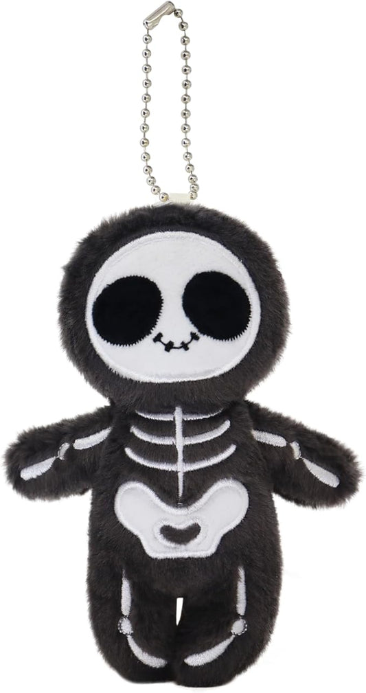 Halloween Black Skull Plushies Figure, Skeleton Stuffed Toy for Holiday Decor & Gifting (4-inch)