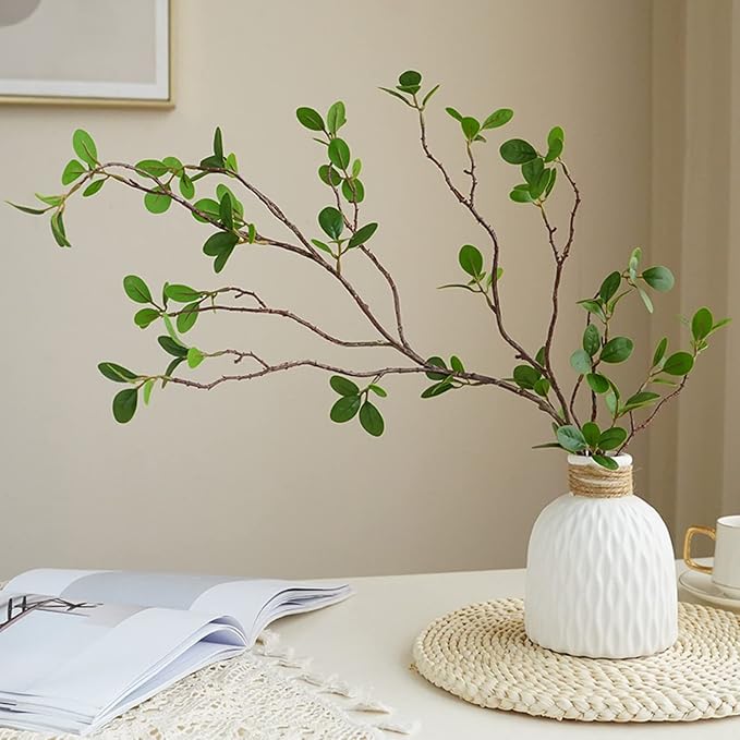 Melorca&Guilla Artificial Plants,3PCS 43.3" Green Faux Branches for Vase,Artificial Plants & Flowers Faux Greenery Stems Fake Plants for Shop Garden Office Home Décor
