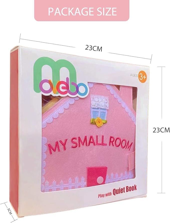 Quiet Book for Toddlers - Felt Busy Book with 8 Interactive Scenes Montessori Travel Activity for Kids Ages 3+ (My Small Room)