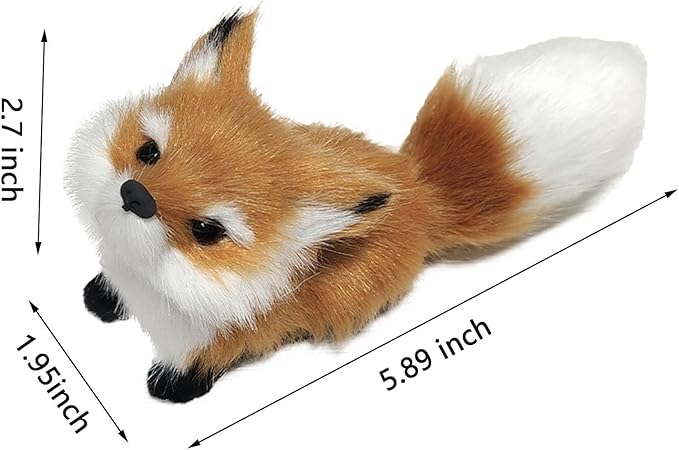 GUDVES Simulation Brown Fox Toy Furs Squatting Fox Model Home Decoration Animals World with Static Action Figures Plush Mini Fox (Pitching), 6 inches