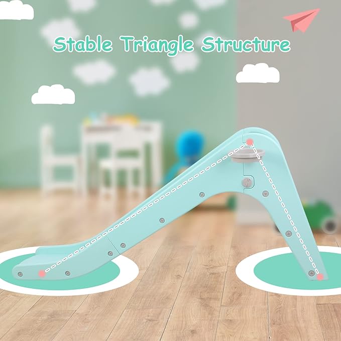 Arlopu Freestanding Kids Slide, Toddler Slide Climber with Basketball Hoop & Ball, Baby Playset w/Long Slope, for Boys and Girls Birthday, Sturdy Playground Toy for Indoor Outdoor (Robin Egg Blue)