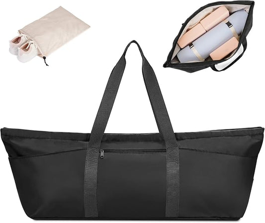 sportsnew Large Yoga Mat Bag with Shoes Compartment and Wet Pocket Ladies Pilates Gym Tote Bag with Yoga Mat Holder Strap for Women Men Workout Carrier Stuff Accessories
