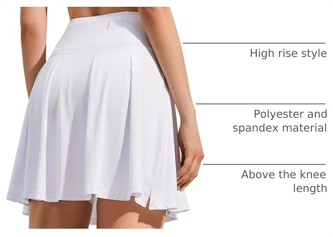 ZUTY 18" High Waisted Tennis Skirt for Women Skorts Skirts with Pockets Casual Modest Long Golf Athletic Running