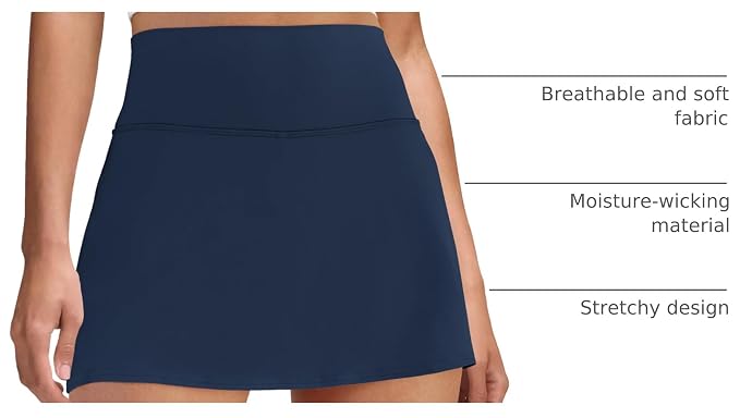 Womens Skort Tennis Skirt with Pocket Shorts | Mini Golf Skirts, High Waisted, Built-in Shorts, Soft Comfortable Fabric, for Summer Casual, Athletic Workout, Pickleball