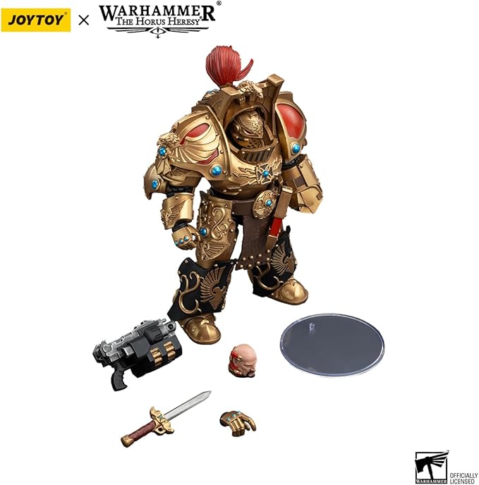 JOYTOY Warhammer The Horus Heresy Legio Custodes Aquilon Terminator Squad Aquilon with Lastrum Storm Bolter 1:18 Scale 5.4in Action Figure Mecha Joy Toy Collection Model