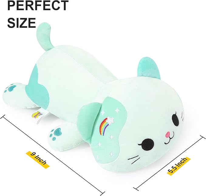 Onsoyours Original Rainbow Cat Plush 9 Inch Kitty Plushies Toy Kitten Stuffed Animal Soft Pillow Kawaii Plushie Gift for Kids & Adults (Rainbow Cat, 9")