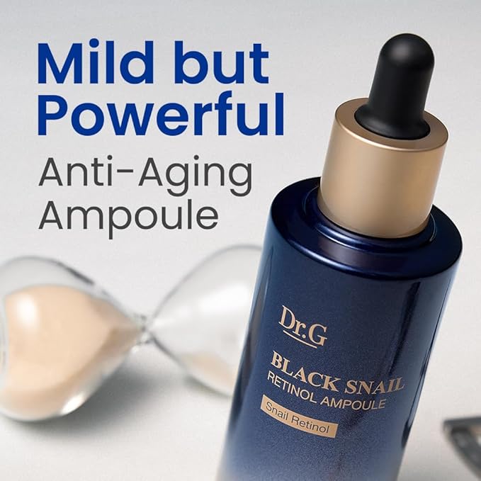 Dr. G Black Snail Retinol Ampoule - Korean Skincare with Snail Mucin - Advanced Retinol Face Ampoule for Glowing Skin - Anti Aging - Pore Minimizer for Fine Lines & Even Skin Tone Support - 1.69 fl oz