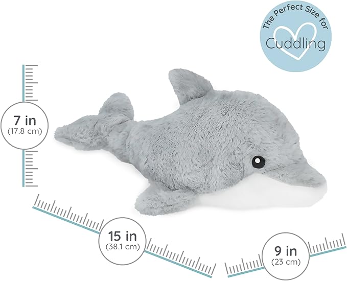 Warm Pals - Heatable Coolable Bedtime Comfort Plushie - Dolly Dolphin - 1.5lbs - Cozy Microwavable Lavender Scented Plush Toys - Heated Stuffed Animal