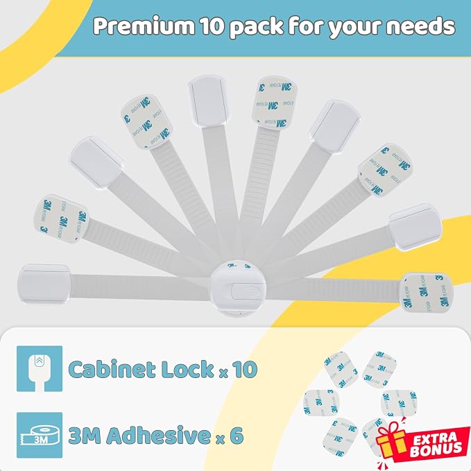 Child Safety Cabinet Locks for Babies (10 Pack)