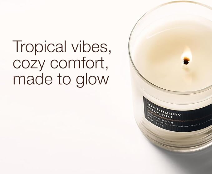 Bath & Body Works Single Wick Candle, Mahogany Coconut Candle, Long-Lasting Burn Up to 45 Hours, Exclusively Fragranced Soy Wax Blend, 8 oz - 2 Pack