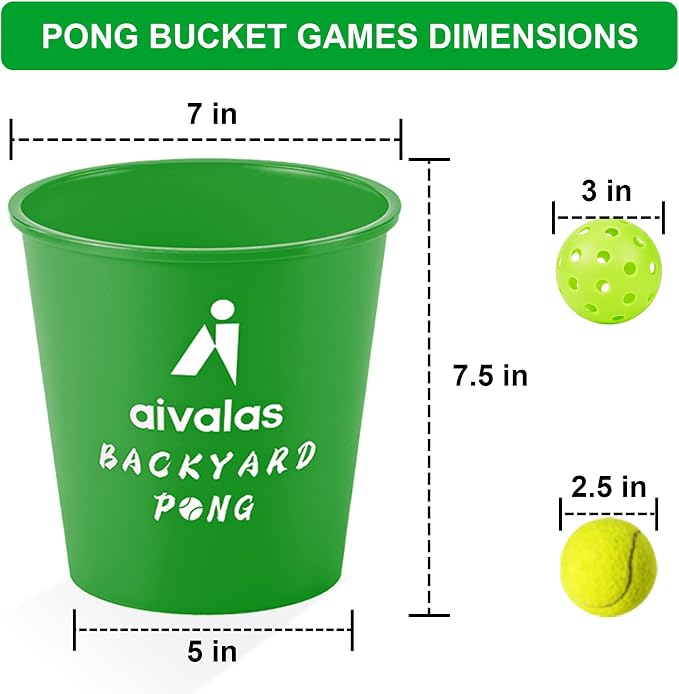 Aivalas Yard Pong Outdoor Games, Giant Yard Games Set with 12 Buckets and Balls for Adults and Family, Toss Game Throwing Games for Beach, Camping, Lawn and Backyard
