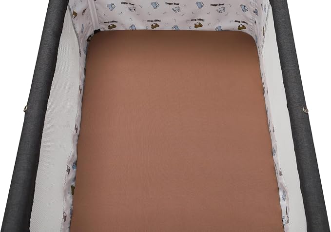Stretchy Fitted Crib Sheets Set 2 Pack Portable Crib Mattress Topper for Baby Girl Boy,Ultra Soft Jersey Material, Brown & Rabbit