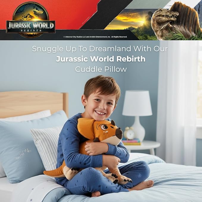 Jurassic World Rebirth Aquilops Dolores Cuddle Pillow, Kids Bedding Super Soft Plush Pillow, (Officially Licensed Product) by Franco