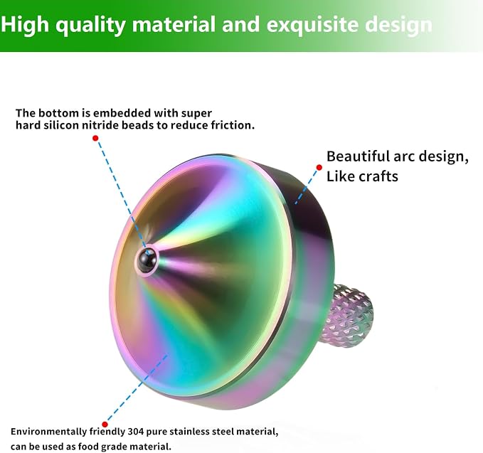 Stainless Steel Spinning Top, Precision Mini Desktop Gyroscope, Kill Time Reduce Stress ADHD Toys, Perfect Balance Gyro (Iridescent Style 3)