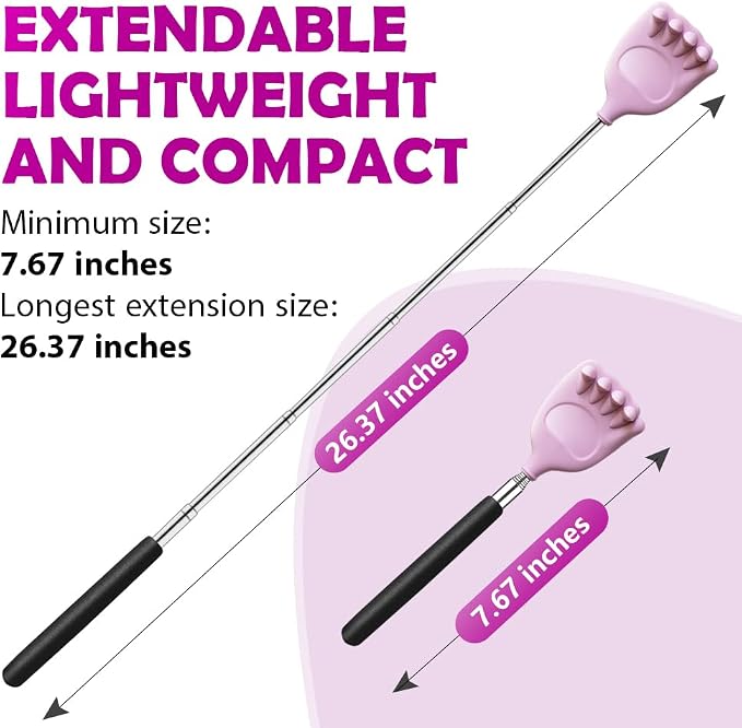 Back Scratcher Extendable Silicone Bear Claw Massager Tool Telescoping Stocking Stuffers for Itches Lotion Application Spa Men Women Kids Adults the Disabled Baby Purple
