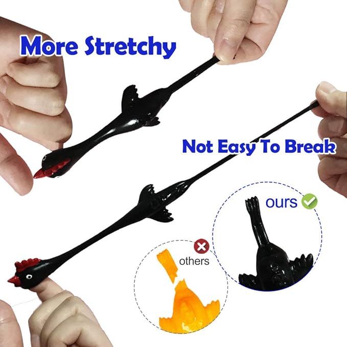 Slingshot Chicken Rubber Chicken Flick Chicken Flying Chicken Flingers Stress Gag Toys, Rubber Chicken Slingshot Funny Christmas Stuffers Easter Chicks Novelty Gifts for Kids
