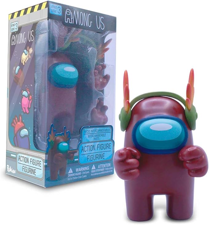 Among Us Collectible Figure – Maroon Crewmate with Baseball Hat, 7″ Action Figure – Just Toys Series 4
