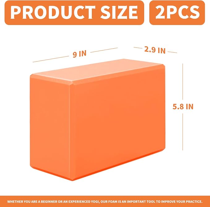 Yoga Blocks 2 Pcs, 9"x6"x3" Yoga Brick Foam Blocks EVA Foam Block Yoga Props Accessories for Yoga Pilates Stretching and Meditation