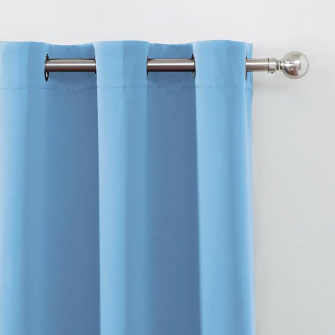 LEMOMO Sky Blue Blackout Curtains 34 x 63 Inch Length/Set of 2 Curtain Panels/Thermal Insulated Room Darkening Blackout Curtains for Bedroom