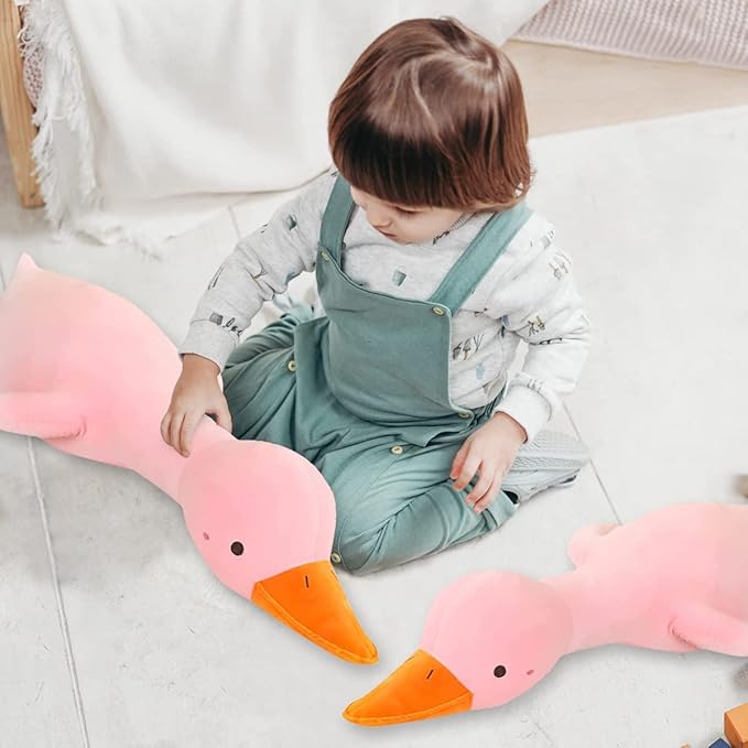 kewo Duck Plush Pillow Stuffed Animal Toy, Cute Giant Goose Plush Duck Stuffed Animal,Soft Hugging Pillow for Kids Bedding (Pink,33.4 in)…