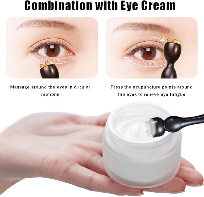 OULIGET Eye Cream Massage Sticks,Sandalwood Eye Face Roller Massager,Eyes Fatigue Relief Massage Stick for Reducing Puffiness Bags Muscle Ache, 2.9 Inches