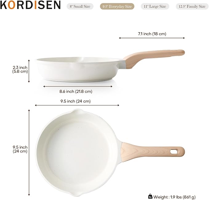 Kordisen Ceramic Non Stick Frying Pans Skillet, 9.5 Inch Ceramic Frying Pan Nonstick for Cooking Non Toxic, Healthy Induction Cookware, Heat Resistant Handle, PFOA & PFAS Free