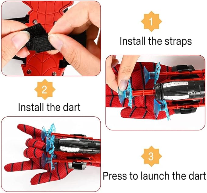 NuGeriAZ Spider Gloves Man Web Shooter Toy, Super Hero Capes and Mask for Kids Spider Plastic Superhero Launcher Glove Hero Movie Launcher Toy Set, Medium